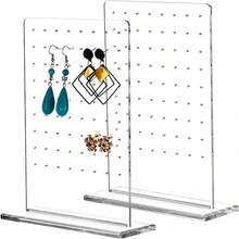 72-Slot Acrylic Earring Holder, Transparent Acrylic Earring & Lip Ring Display Stand, Jewelry Organizer Rack, Essential For Women Travel & Dorm, Autumn Decor - Transparent - View 1