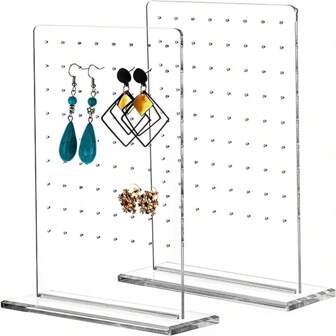 72 Holes Earring Holder Acrylic Ear Stud Stand, Transparent Acrylic Earrings, Lip Studs Display Stand Jewelry Display Rack Organizer For Women Storage Organizer Travel Essentials Back To School Dormitory Storage Fall Decor
