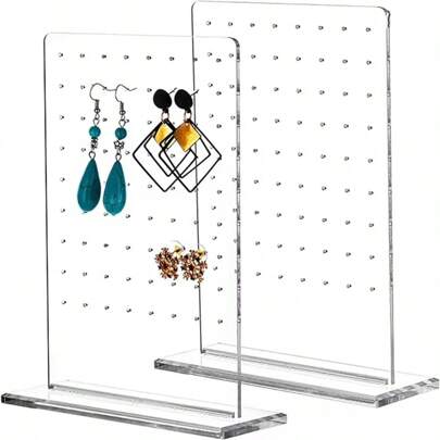 Soporte acrílico transparente para 72 pares de aretes, pendientes, piercings labiales y otros accesorios de joyería. Organizador de exhibición y almacenamiento de joyas para mujeres, esencial de viaje y decoración de dormitorio escolar.