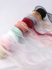 1 dải ruy băng Organza bán trong suốt có viền cong, dải ruy băng voan trơn, thích hợp để gói quà, trang trí bánh, trang trí tiệc cưới, đồ dùng may vá, vật liệu làm hoa cưới tự làm, dải ruy băng nơ, thích hợp cho tiệc ngày lễ, trở lại trường, ngày lễ tình nhân, ngày của mẹ, lễ tốt nghiệp, v.v. - nhiều màu - Xem 2