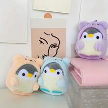 1pc Adorable 10cm/3.94in Fabric Penguin Keychain Decoration, Super Soft Teddy Bear Penguin Costume, Perfect Gift For Girls! Back To School
