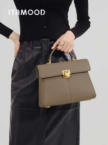ITAMOOD Bolsas Elegantes Inspiradas em Designer, Bolsa de Ombro de Abas e Bolsa Casual de Negócios Leve, Presentes do Dia das Mães para Mulheres, Couro Legítimo de Vaca Togomotivo Vintage Luxuoso com Padrão de Seixo da Camada Superior - Multicolorido - Visão 6