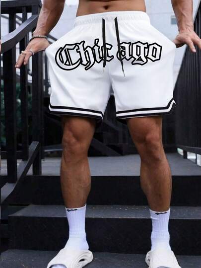 男士休闲运动短裤，运动短裤，篮球短裤，男友风印花短裤，健身短裤，抽绳腰带，轻盈弹力运动裤，适合篮球、棒球、健身、跑步、训练、运动、户外活动，父亲节礼物