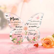 1pc Acrylic Butterfly Ornament With Heartfelt Message – Sentimental Gift For Mom, Decorative Keepsake For Mother's Day, Birthday, Christmas Or Room Display