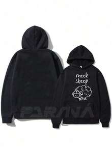 Meek Sheep Sweatshirt 100% Cotton Unisex Cold Weather Top - 黑色 - 查看 2