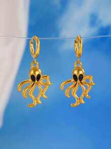 1 Pair Of Stainless Steel 18k Gold Ocean Series Beach Vacation Style, Crab Earrings, Octopus Earrings, Small Fish Earrings, Pearl Earrings, Pendant Earrings, Give Gifts To Friends