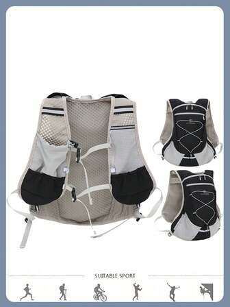 1 Pcs Fashionable Portable Cycling Hydrating Backpack With Multi Compartments.Unisex Practical Gym Bag.Fitness Training Bag. Multifunction Running Bag.Bicycle Bag With Multi Pockets.Color Contrast Vest Backpack.