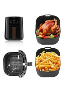 1 pièce Tapis de cuisson en silicone carré pour friteuse à air, compatible avec les friteuses à air HD9252 HD9200, doublure en silicone réutilisable