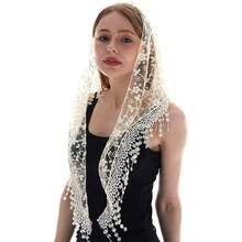 三角蕾丝头纱薄纱围巾遮盖教堂头纱，适合集体婚礼伴娘，适用于中东、沙特阿拉伯夏季生日礼物海滩返校学校用品房间装饰 - 彩色 - 查看 13