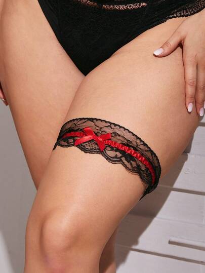 Liguero de encaje para muslo de mujer con moño, liguero nupcial para la pierna, accesorio de pierna para boda, regalo festivo, accesorios de cosplay y Día de San Valentín