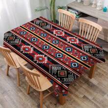 1pc Bohemian Style Patterned Tablecloth, Modern Polyester Rectangular/Round Waterproof Tablecloth, Digital Printing, Suitable For Living Room, Outdoor Dining Table, Small Round Table
