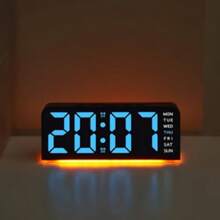 [Reloj con luz ambiente] Reloj digital de pantalla grande de 12/24 horas con fuente LED, que muestra sincrónicamente la temperatura, fecha y día de la semana, doble alarma, 3 niveles de brillo, alimentado por USB, de material plástico, adecuado para dormitorio u oficina. Reloj digital para decoración de habitación, reloj despertador para dormitorio, decoración para dormitorio, decoración para dormitorio universitario, de vuelta a la escuela, decoración escolar, sorpresa escolar