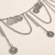 1pc Women's Versatile Coin Tassel Boho Beach Vacation Metallic Body Chain Waist Decoration - Silver - View 12