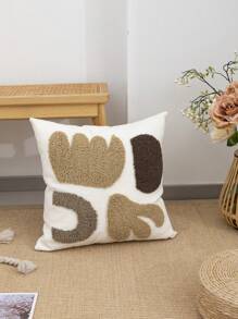 1/2 pièces Housse de coussin à motif floral, coton damassé, style nordique, textile d'intérieur, décoration de salon, chambre à coucher, canapé, vacances, banquet, extérieur, jardin, fête, housse de coussin de décoration végétale, sans rembourrage, 30*50cm, 45*45cm