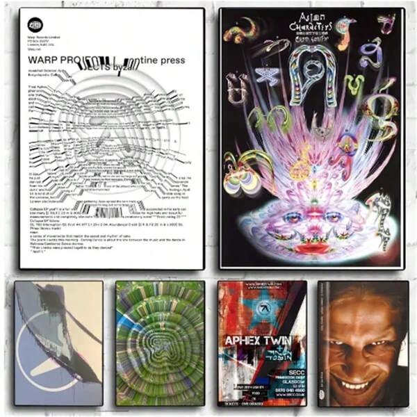 1 pièce Affiches avec cadre optionnel Arts muraux Pop Aphex Twin DJ Affiche Affiche kraft Club Bar Papier Affiche vintage Art mural Peinture Chambre Étude, Art mural avec cadre