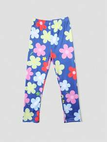 1pc Girls Unicorn & Dinosaur Print Nine-Minute Tight Leggings, Spring/Summer - Multicolor - View 21