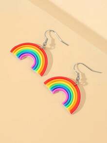1 Pair Colorful Rainbow Pride Month Earrings, Cute Summer Color Jewelry, Suitable For Holidays Gift And Daily Wear - Colorful - View 3