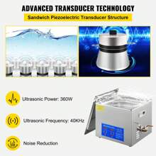 KFFKFF 15L Ultrasonic Cleaner With Digital Timer&Heater Professional Ultrasonic Cleaner 40kHz Advanced Ultrasonic Cleaner 110V For Wrench Screwdriver Repairing Tools Industrial Parts Mental Cleaning