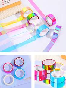 Creative Rainbow Film Laser Tape, Cool Colored Decorative Waterproof Tape, Handbook DIY Material Collage,Diary DIY Office School Supply Stationery