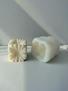 1pc 3D Cube Silicone Mold, Gypsum Mold, DIY Creative Silicone Mold, Square Candle Stand Silicone Mold - Unique Geometric Design And Simple Design, Suitable For Home Decorations And Festival Decorations. - White - View 2
