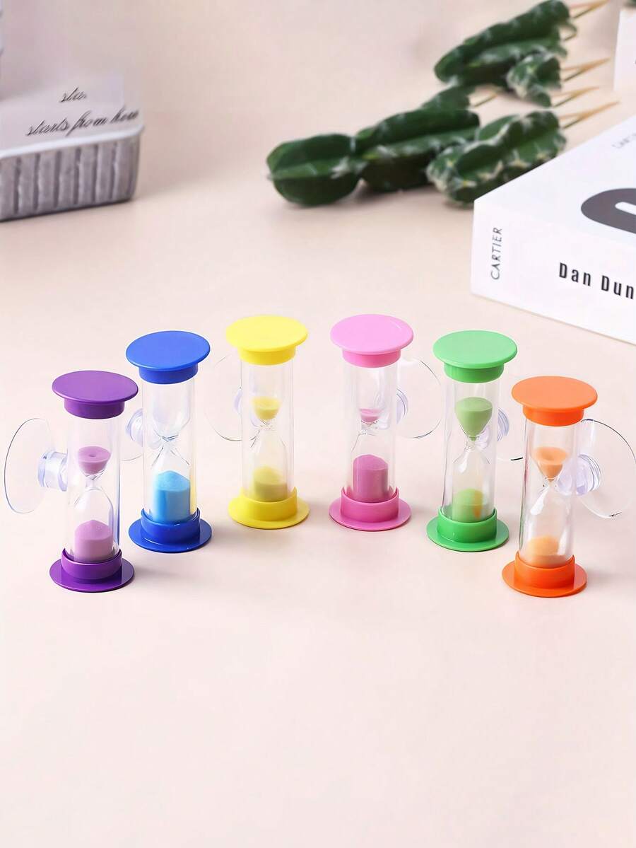 1pc 2-Minute Timer With Suction Cup - Rotatable Plastic Mini Clock For Brushing Teeth, Classroom And Games, No Power Needed, Classroom Timer | Vivid Design | Durable Plastic - Multicolor - View 1