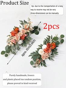 2pcs/ Porch Welcome Bouquet Decoration, Vintage Faux Flower Decoration, Green Leaf Rose Peony Door Wreath For Halloween Winter Party Anniversary, Wedding Birthday Party, Valentine's Day New Year's Home Decoration Gift