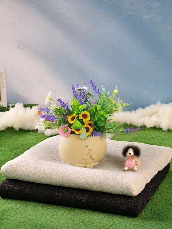 1pc/2pcs Resin Human Face Planter For Indoor/Outdoor, Resin Face Planter For Succulents, Resin Face Flower Pot With Drainage Hole, Perfect Home Decor, Indoor/Outdoor, Gift For Family And Friends