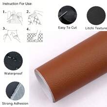 79*12inch Self-Adhesive Leather Repair Patch Tape - Large Waterproof PU Faux Leather Sticker For Couch, Furniture, Car Seats, Boat Seats, Office Chairs, Vinyl, Bags - Cuttable & Easy To Apply For DIY Home, Wall, Kitchen, And Chair Restoration