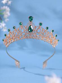 1件优雅女士银色水晶皇冠发箍，公主风皇冠带梳子，适合新娘、婚礼、舞会、生日派对等场合 - 彩色 - 查看 13