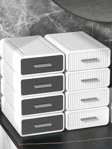 1 pieza Caja de almacenamiento de escritorio con asa plateada de metal, organizador de estilo cajón para escritorio de estudiante, papelería, cosméticos, uso de oficina