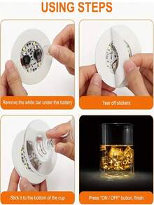 LED灯杯垫，5件适用于酒瓶，LED杯垫灯，发光杯垫LED酒瓶灯适用于酒瓶，饮料，俱乐部，派对，婚礼，酒吧装饰白色 - LED發光杯貼 - 查看 5