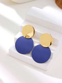 1 Pair Geometric Multi-Color Hoop Pendant Earrings, Fashionable & Elegant, Versatile Wear For Women, Suitable For Wedding, Party, Birthday, Date, Gift For Friends
