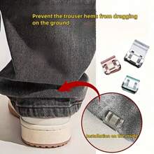 10-1pc Invisible Leg Shortening Clips, Anti-Slip Pants Edge Clips, No-Sew Hidden Buckle For Leg Closure, Anti-Towling Pants Hem Fixing Device, Pants Hem Fixing Clip, Perfect For Tailored Clothing,Suitable For Cuffs, Clothing Corners, Leg Shortening, Anti Slip, Clothing - Multiple Colors