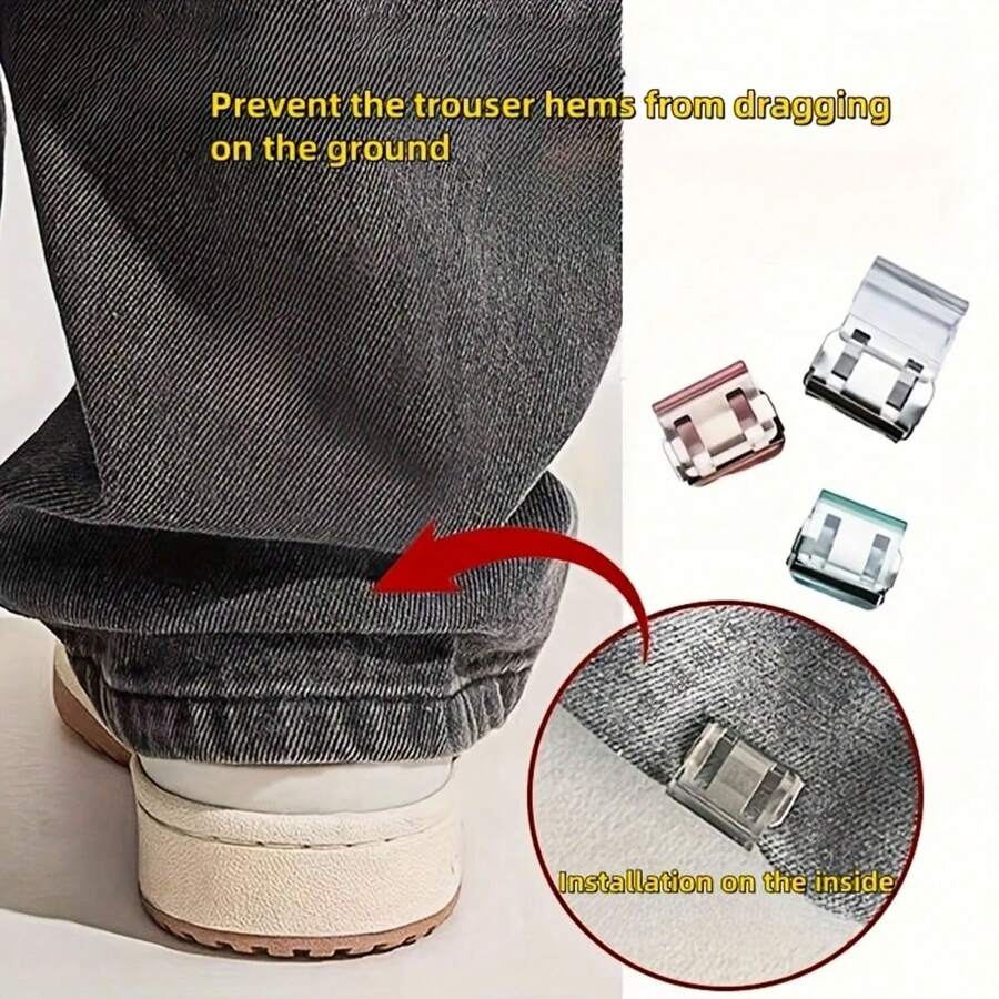 10-1pc Invisible Leg Shortening Clips, Anti-Slip Pants Edge Clips, No-Sew Hidden Buckle For Leg Closure, Anti-Towling Pants Hem Fixing Device, Pants Hem Fixing Clip, Perfect For Tailored Clothing,Suitable For Cuffs, Clothing Corners, Leg Shortening, Anti Slip, Clothing - Multiple Colors