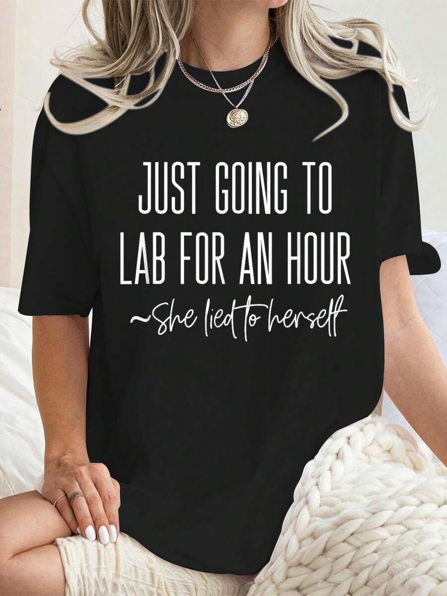 Funny PhD Student Women Research Scientist Lab Life Postdoc T-Shirt Graphic Tees Women Black Tops Summer Shirts - Black - View 1