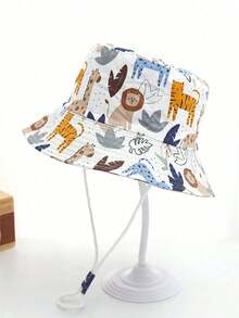 1pc Kids Bucket Hat, Cartoon Unisex Baby Sun Hat, UV Protection Sunhat - Multicolor - View 4