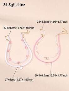 4入組女孩心形蝴蝶臉頸鏈套裝,作為禮物送禮 - 彩色 - 查看 6