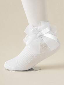 6 Pairs Lace & Bow Decor Girls Playful Dance Socks