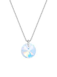 BALMORA 1 Piece Of Fashionable And Elegant S925 Sterling Silver Colorful Transparent Synthetic Crystal Pendant Necklace, Women's Collarbone Chain, Daily Vacation Music Festival Party Outfit - Silver - View 8