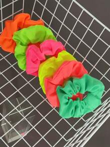 4/6 piezas Scrunchies fluorescentes de colores Y2K, accesorios elegantes para el cabello para mujeres, adecuados para vestidos, vacaciones en la playa, atuendos diarios y peinados, Casual