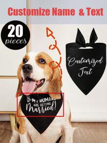 20 Pieces/10 Pieces/1 Piece Custom Name Letters Or Text Pet Cat Dog Animal Triangle Scarf Bib Scarf Pet Saliva Accessory Triangle Scarf, Suitable For Customizing Pet Names Or Greetings, Can Be Given As A Pet's Birthday Gift