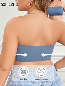 Plus Size Women Side Button Wireless Soft & Comfortable Camisole Bra, Cool Light Blue - Blue - View 2