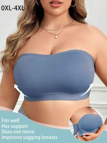 Plus Size Women Side Button Wireless Soft & Comfortable Camisole Bra, Cool Light Blue - Blue - View 4