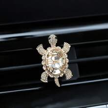 1pc/3pcs Alloy Rhinestone Crystal Gemstone Decor Sea Turtle Car Air Vent Clip Fragrance Holder, Creative Car Interior Fragrance Decor