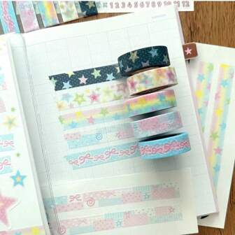 1 Roll Korean Style Washi Tape, Ins Decorative Stickers, Star Basic Scrapbooking Materials Back To School