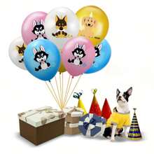 17pcs Pet Dog Theme Foil Balloon Set, Includes Husky, Corgi, Paw Print Foil Balloons And 12in Dog Latex Balloons, Suitable For Birthday Parties, Theme Parties, Pet Parties, Family Gatherings, Outdoor Events