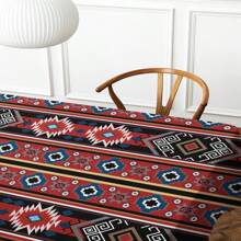 1pc Bohemian Style Patterned Tablecloth, Modern Polyester Rectangular/Round Waterproof Tablecloth, Digital Printing, Suitable For Living Room, Outdoor Dining Table, Small Round Table