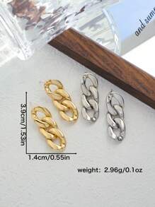 1 Pair Geometric Minimalist Chain Style Earrings For Women, Suitable For Fashionable Girls, Runway, Street Shoot, Party Jewelry