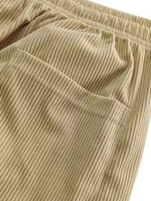 Men's Casual Corduroy Drawstring Pants, Solid Color With Pockets, Breathable & Comfortable, Suitable For Daily Casual & Holiday - Khaki - View 6