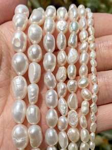 1pc Natural Baroque Freshwater Pearl Bead 4-11mm With Through Hole, White Color, Semi-Finished DIY Jewelry Accessory